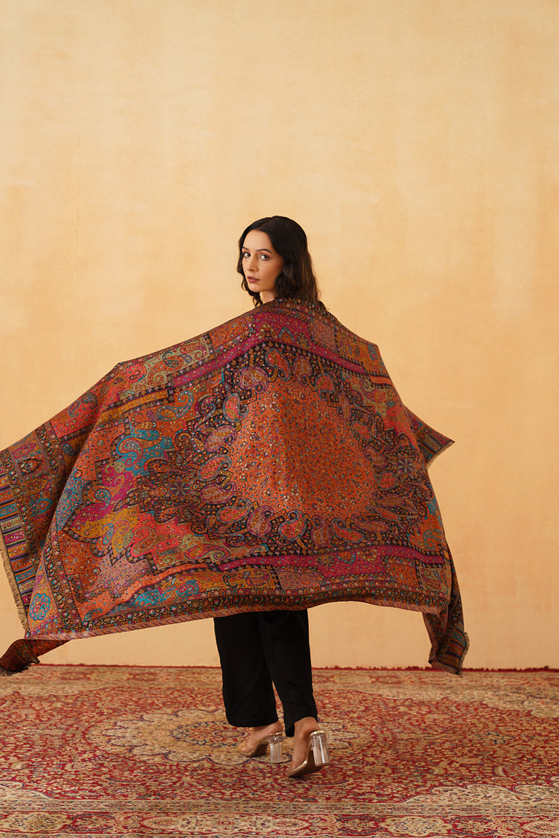 Multi Fusion Jamawar premium shawl for women