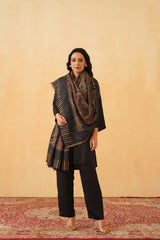 Black Tan Woven Shawls for Women Online