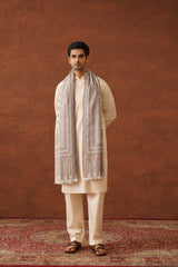 Ethnic Motif Cream Shawl for Men