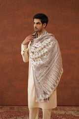 Ethnic Motif Cream Shawl for Men