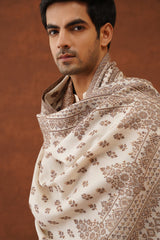 Ethnic Motif Cream Shawl for Men