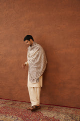 Ethnic Motif Cream Shawl for Men