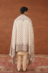 Ethnic Motif Cream Shawl for Men