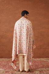 Cream Classic Floral Jaal Shawl for Men