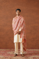 Cream Peach Jama Shawl for Men