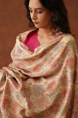 Traditional Cream Shawl for Women- Inchingindia