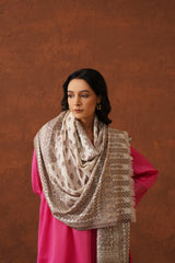 Ethnic Motif Cream Shawls for Women Online