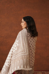 Ethnic Motif Cream Shawls for Women Online