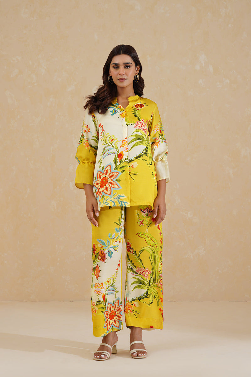 Yellow Cream Floral Printed Co-ord Set