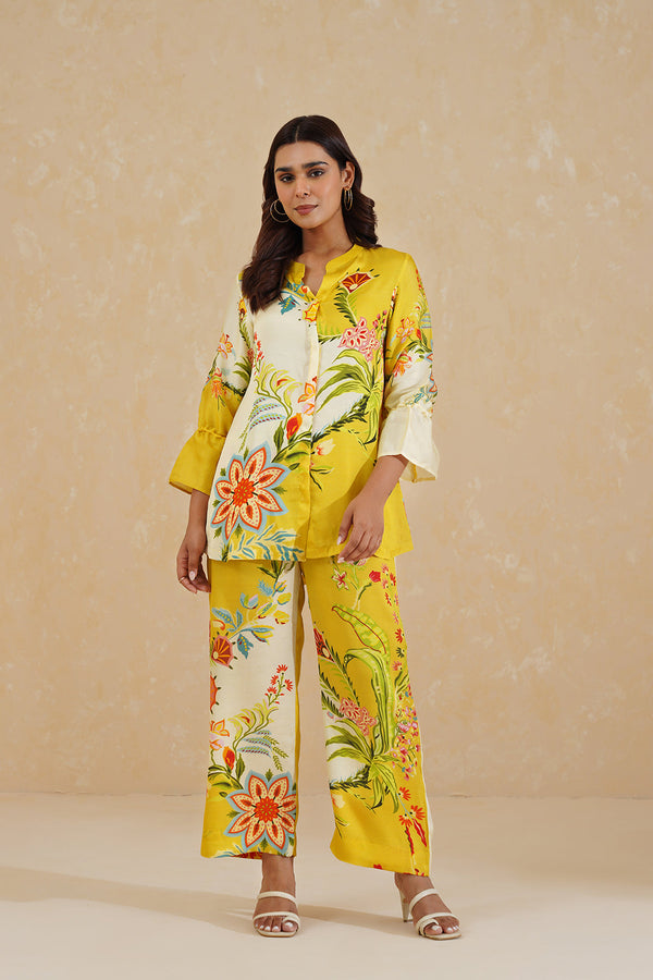 Yellow Cream Floral Printed Co-ord Set