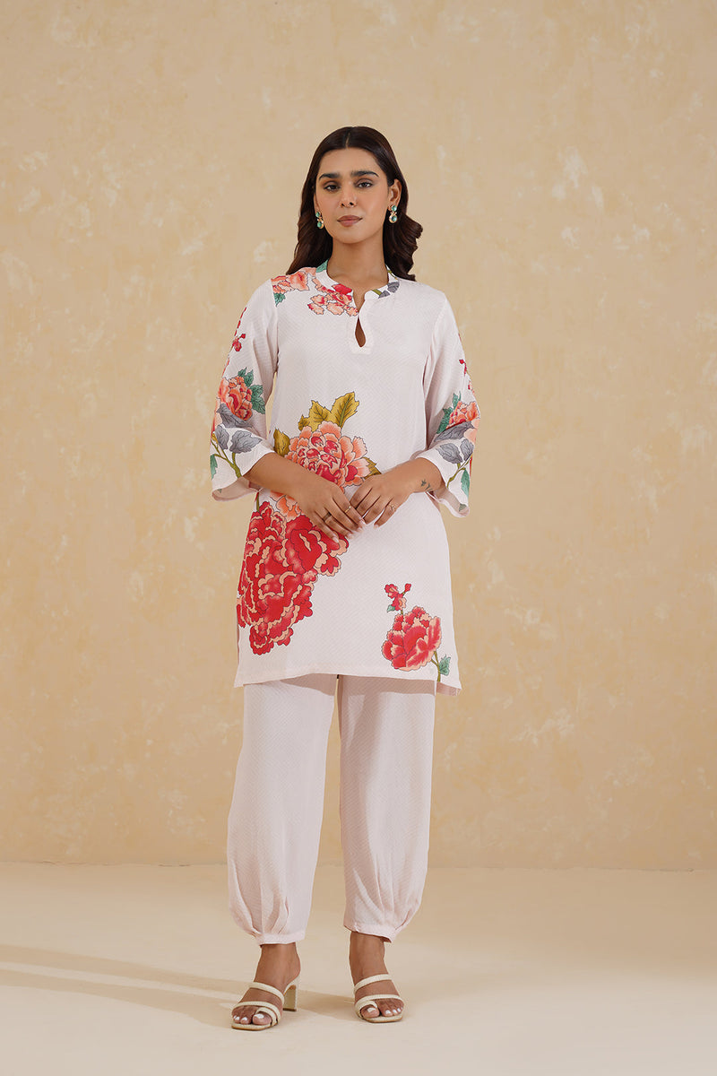 Pink Floral Printed Suit with Dupatta