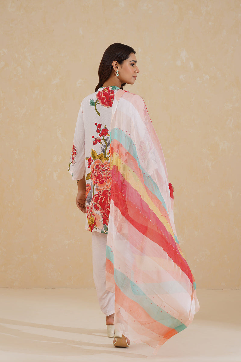 Pink Floral Printed Suit with Dupatta