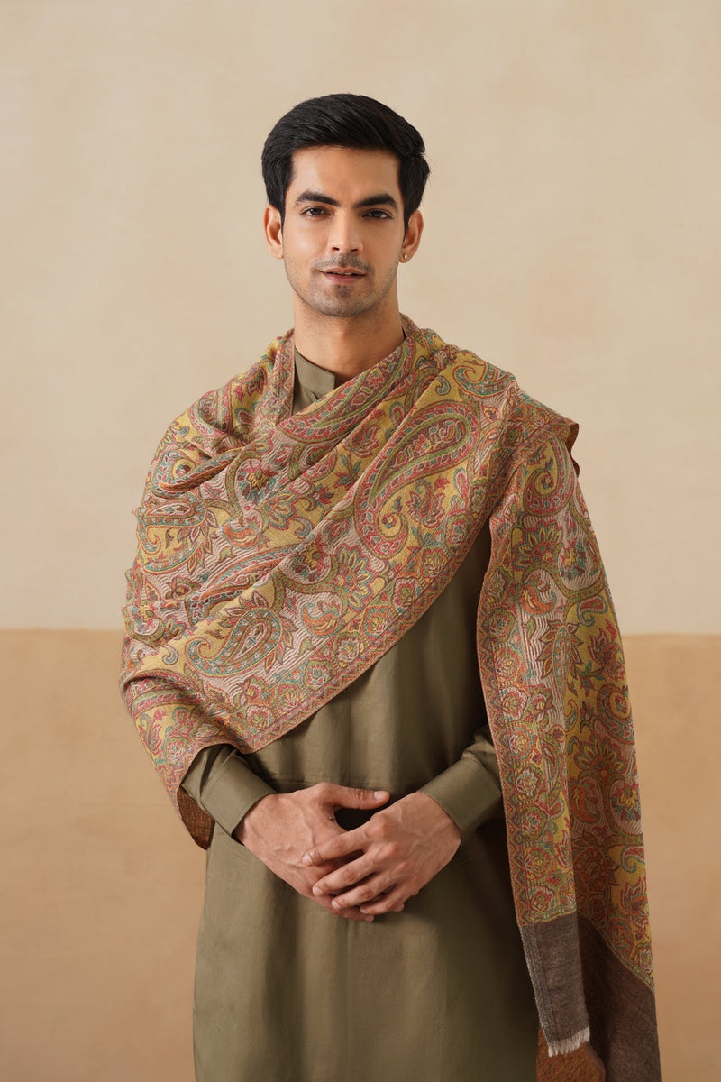 Light-Mustard Jamawar Stole
