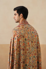 Man styled in beige Kani pashmina shawl for wedding function