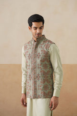 Mint Green Embroidered Jacket with Kurta & Pant