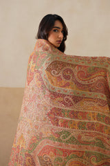 Mehrab Jamawar Paisley Shawl For Women (Beige)
