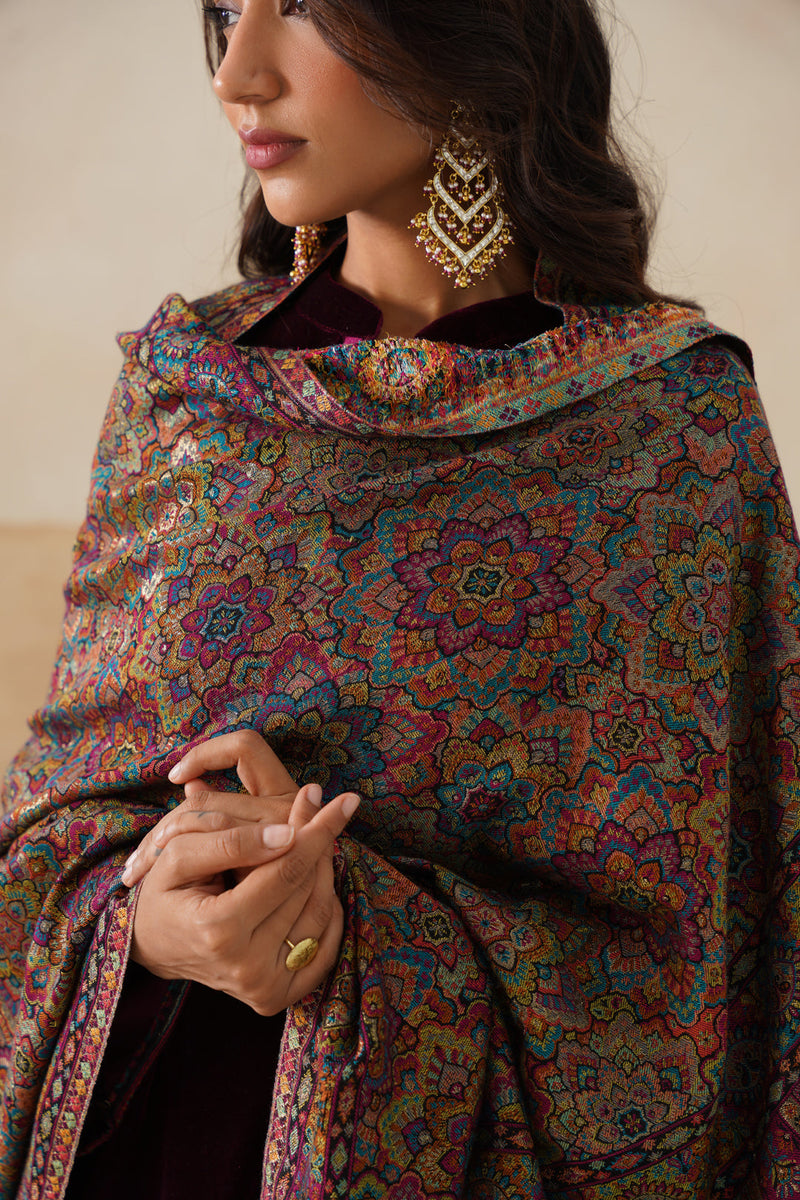 Rangrez Multicolor Jamawar Shawl For Women