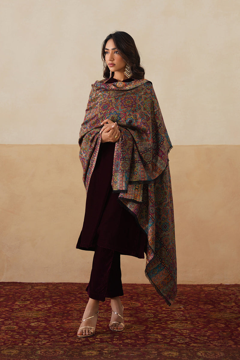 Rangrez Multicolor Jamawar Shawl For Women