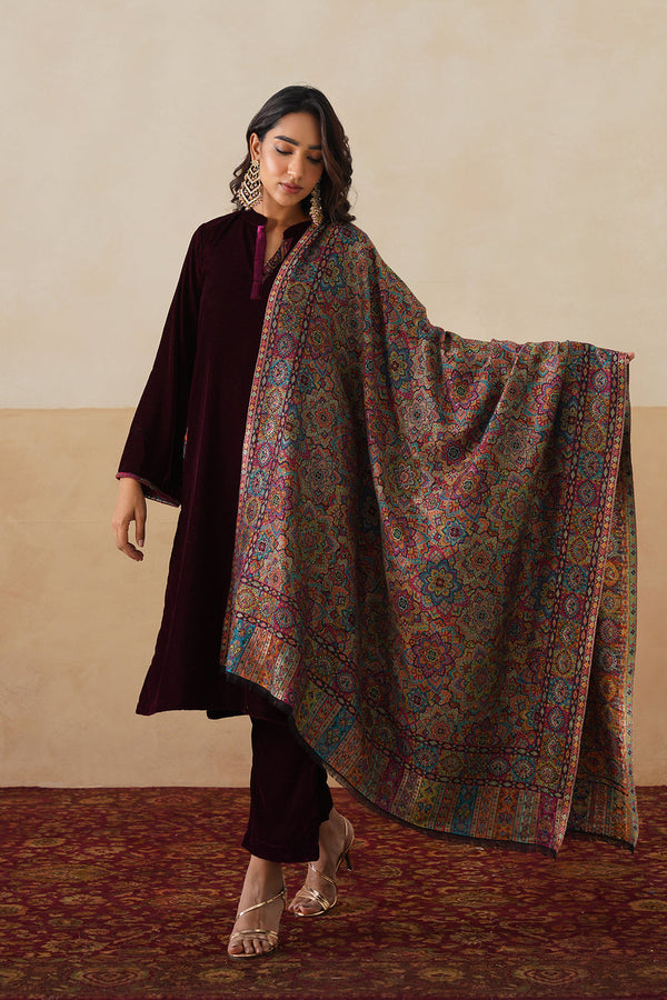 Rangrez Multicolor Jamawar Shawl For Women