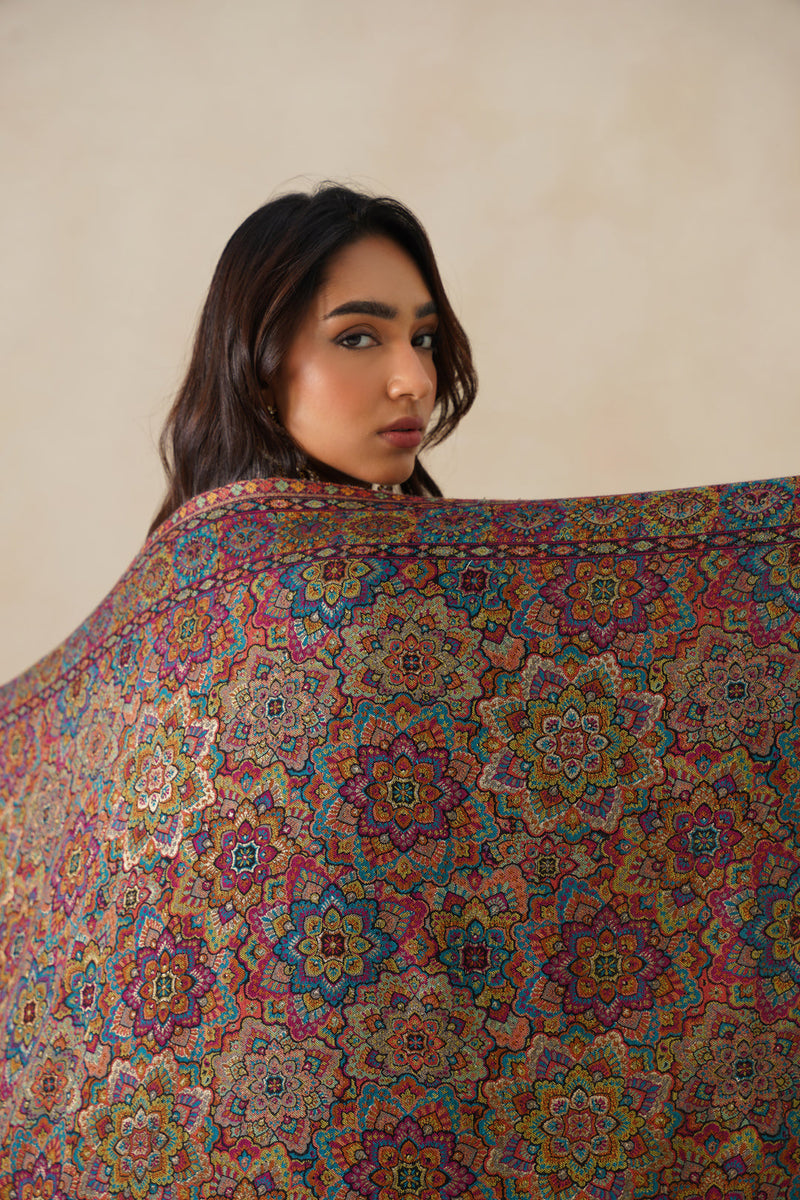 Rangrez Multicolor Jamawar Shawl For Women