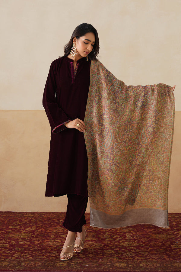 Light-Mustard Jamawar Stole For Women