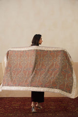 Darbar Parsi Border Pashmina Shawl  For Women (Beige)