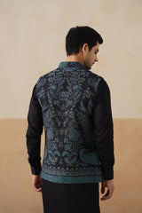 Midnight Kaani Jacquard Jacket with Kurta & Pant