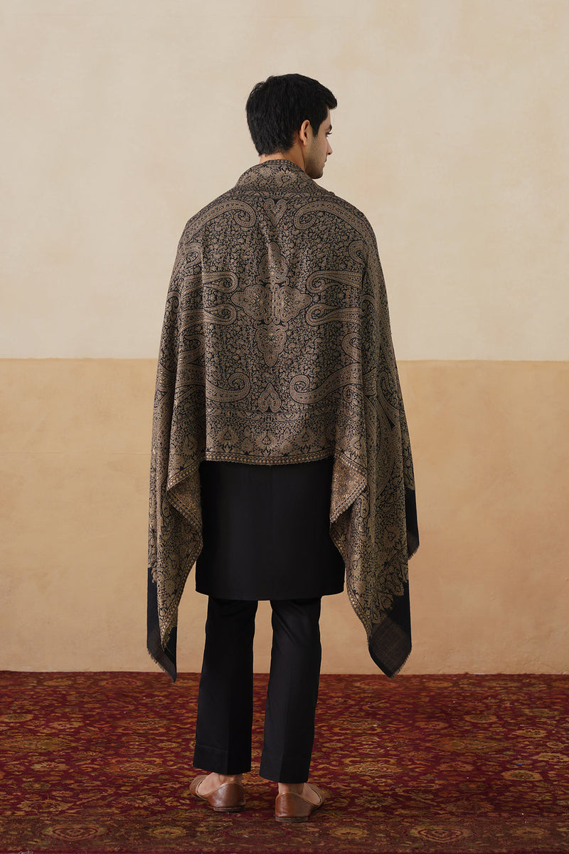 Black Gold Zari Paisley Stole