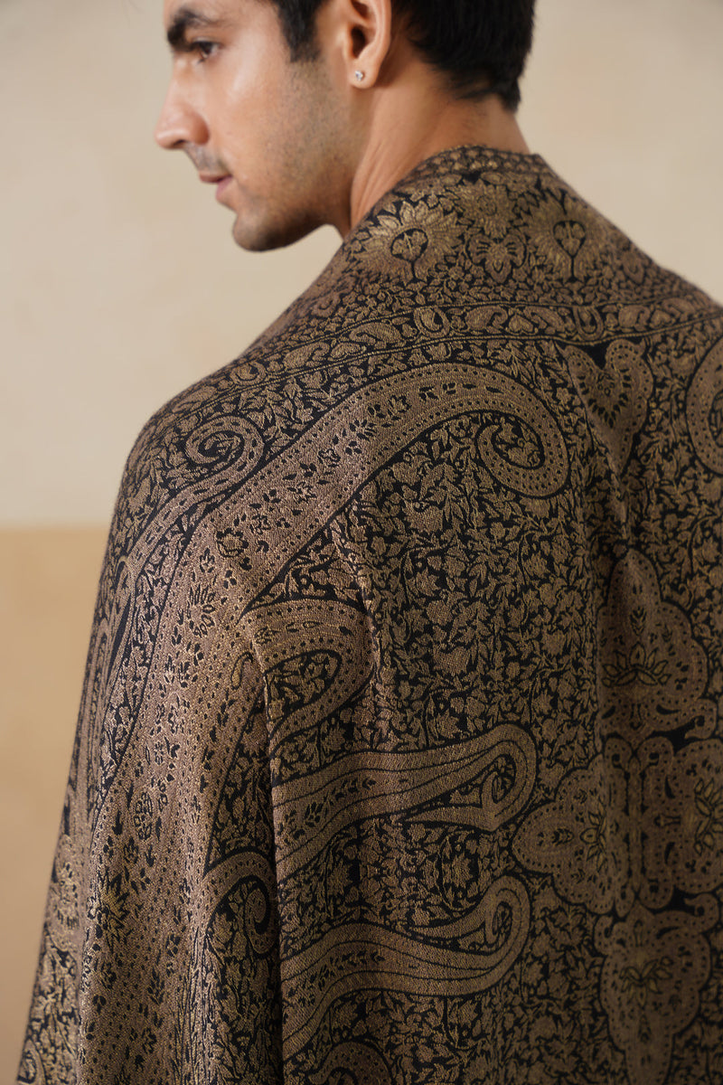 Black Gold Zari Paisley Stole