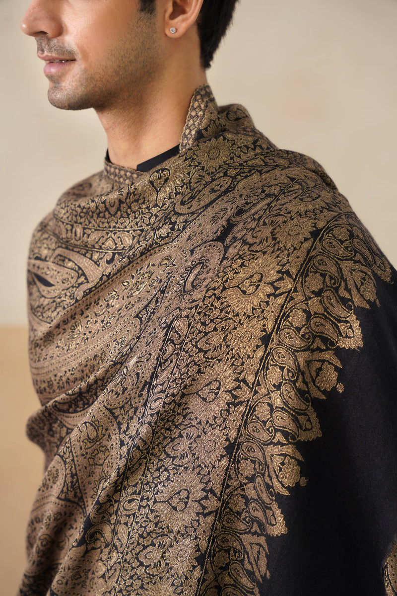 Black Gold Zari Paisley Stole