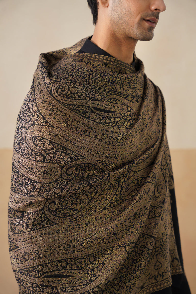 Black Gold Zari Paisley Stole