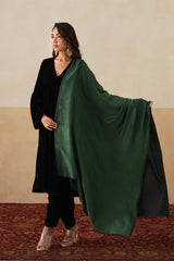 Forest Green & Black Zari Reversible Stole For Women