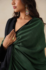 Forest Green & Black Zari Reversible Stole For Women
