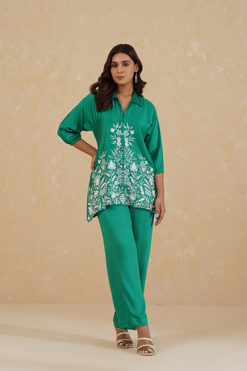 Emerald Green Embroidered Set