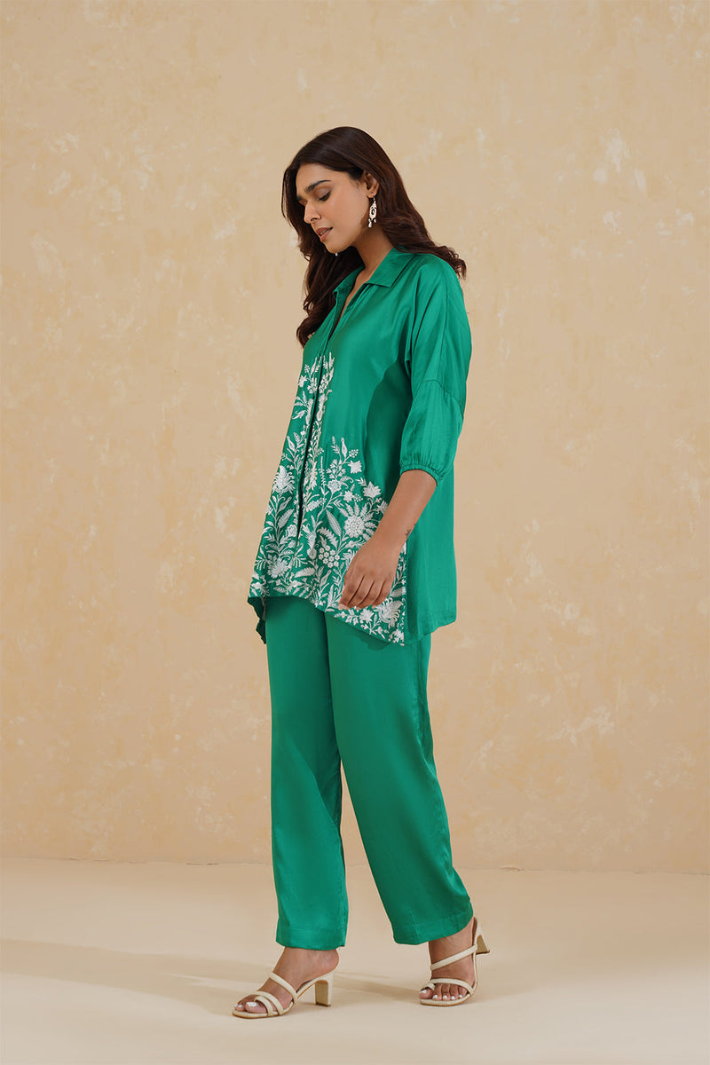 Emerald Green Embroidered Set