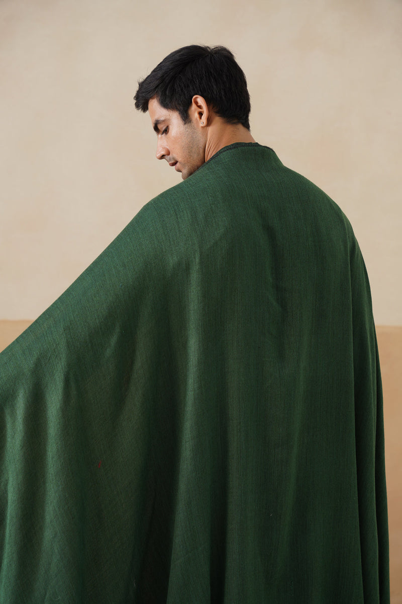 Forest Green & Black Zari Reversible Stole