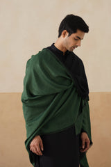 Forest Green & Black Zari Reversible Stole