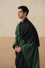 Forest Green & Black Zari Reversible Stole
