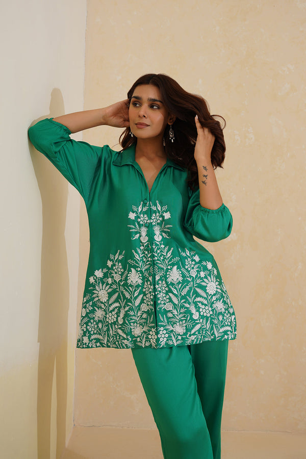 Emerald Green Embroidered Set