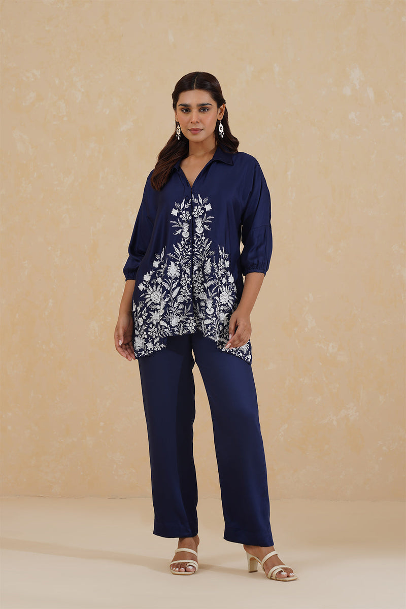 Dariya Navy Blue Embroidered Set