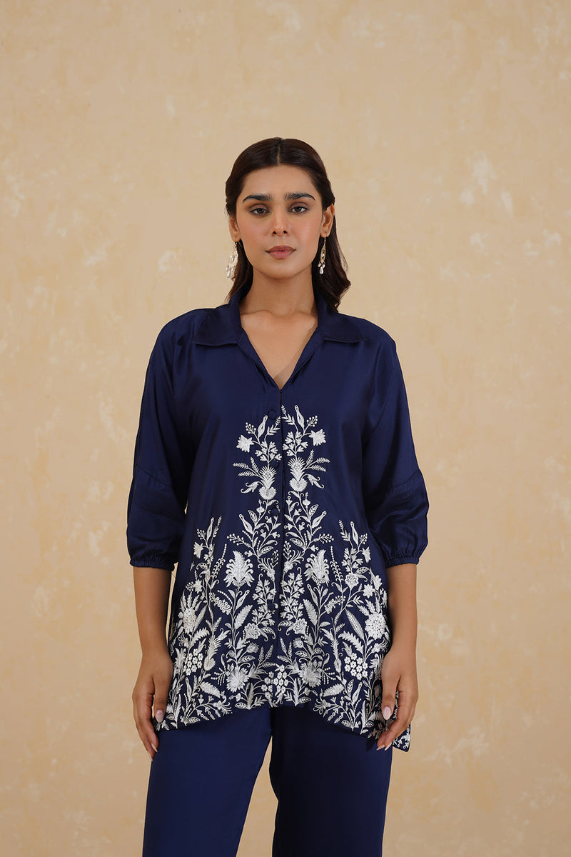 Dariya Navy Blue Embroidered Set