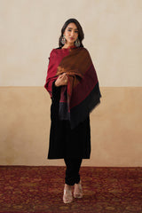Deep Red–Copper Reversible Zari Stole For Women