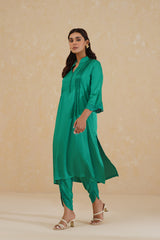 Emerald Green Embroidered Dhoti Set