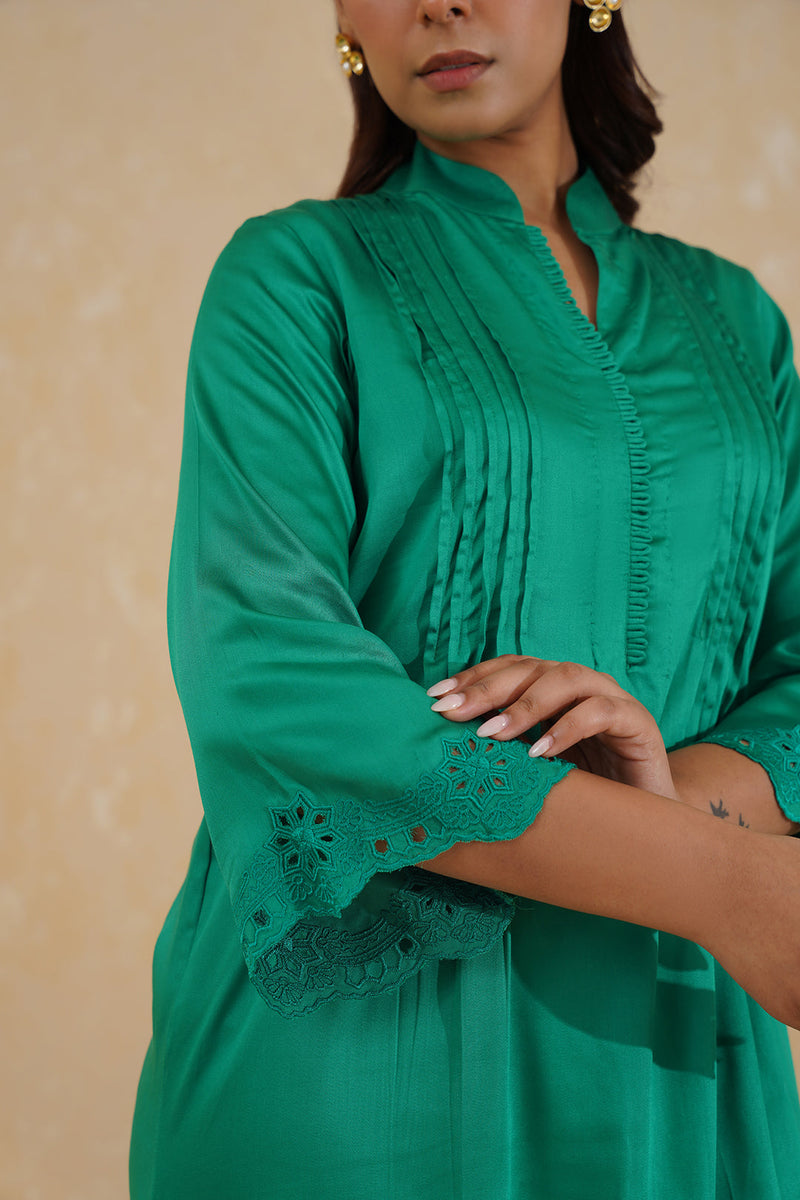 Emerald Green Embroidered Dhoti Set