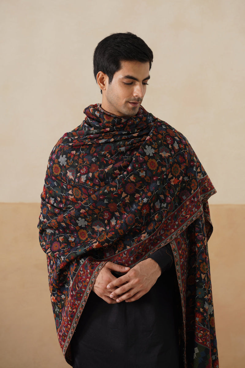 Gulistan Classic Kani Pashmina Shawl (Black)