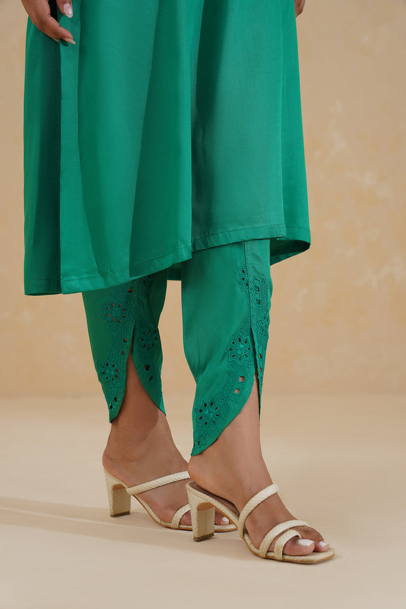 Emerald Green Embroidered Dhoti Set