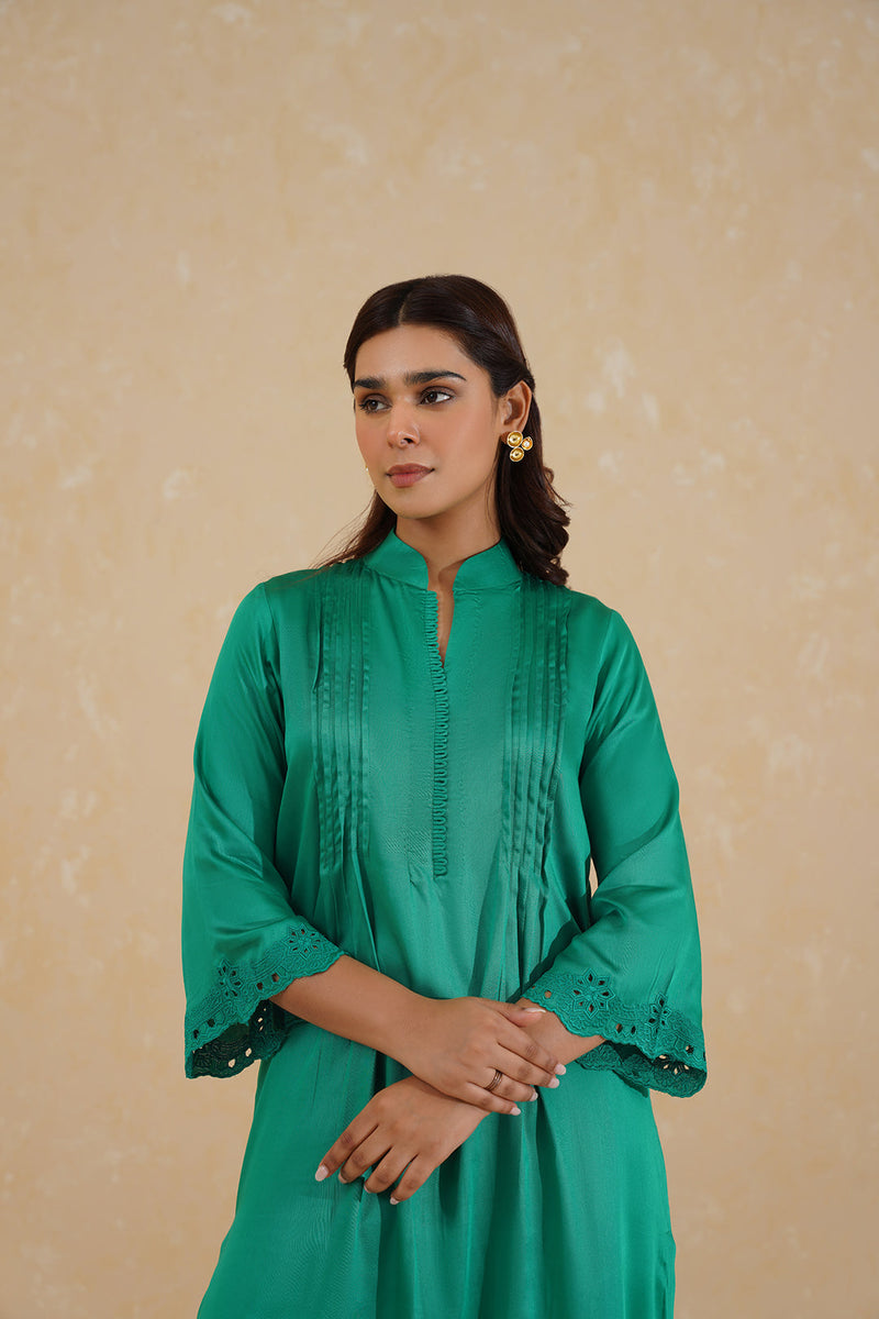 Emerald Green Embroidered Dhoti Set