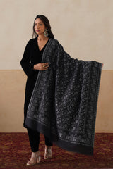 Midnight Zari Jaal Shawl For Women (Black)