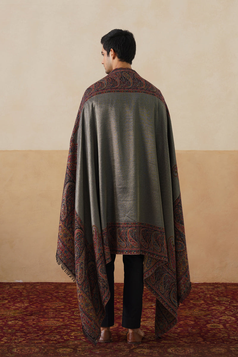 Black Zari Jamawar Border Shawl
