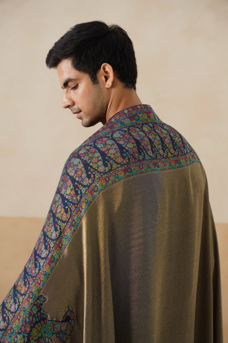 Royal Navy Kani Zari Reversible Shawl